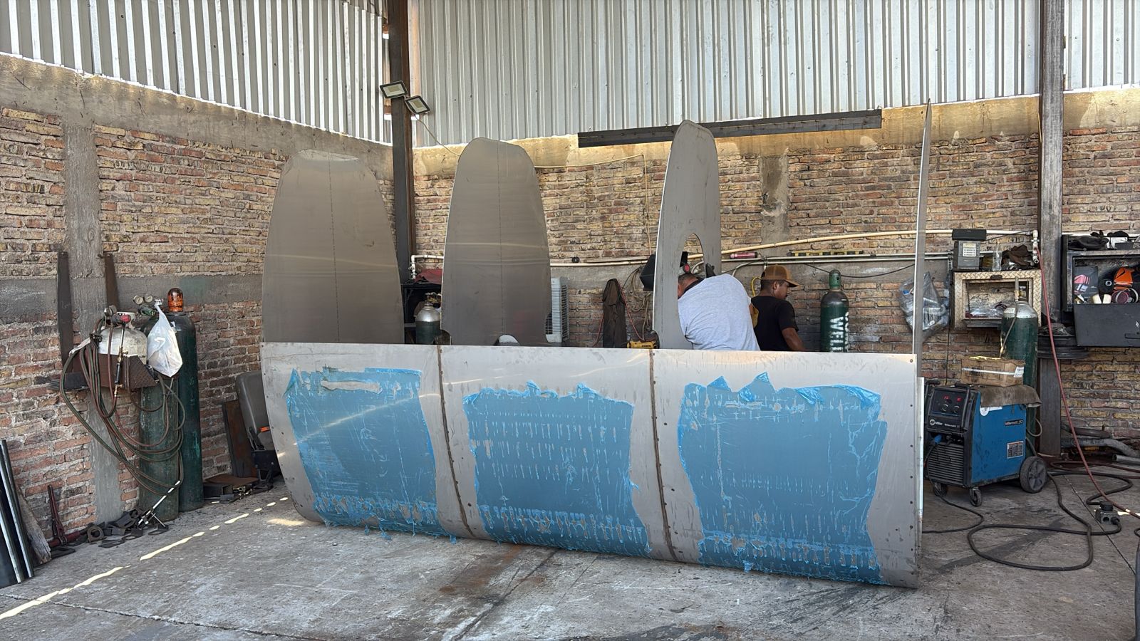 Custom fabrication work in the MR Machinery shop
